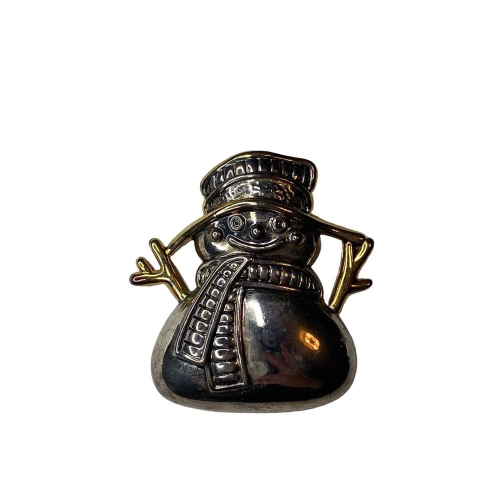Best Brand two tone silver gold tone snowman with hat brooch pendant